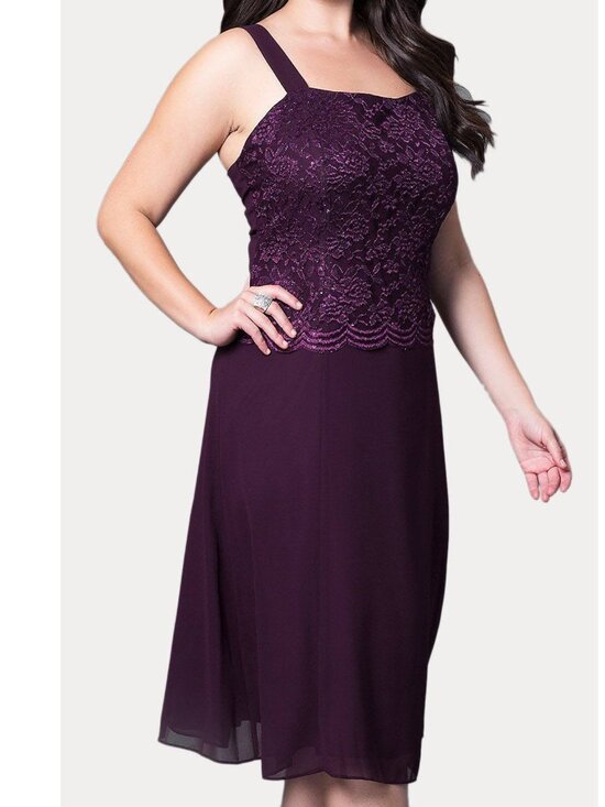 NWOT Sally Fashion #8485 Lace & Chiffon Mother of the Bride Dress-Size XL-PLUM - Picture 2 of 9
